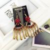 Vintage court gem set earrings long temperament bohemian earrings niche earrings women