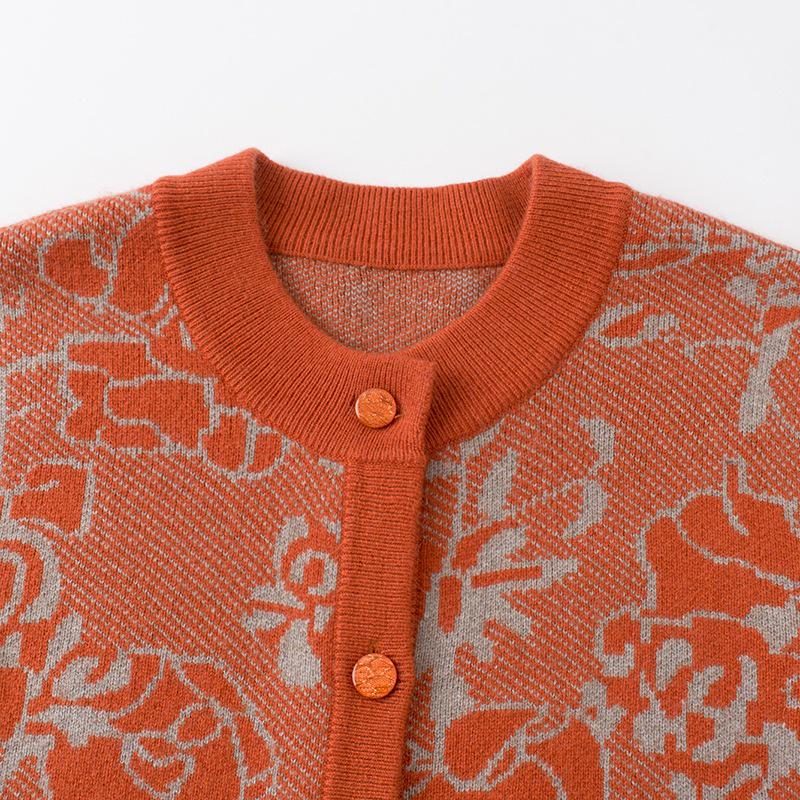 Stylish Red Knitted Cardigan for Middle-Aged and Elderly Women – Warm, Plus Size, Loose Fit