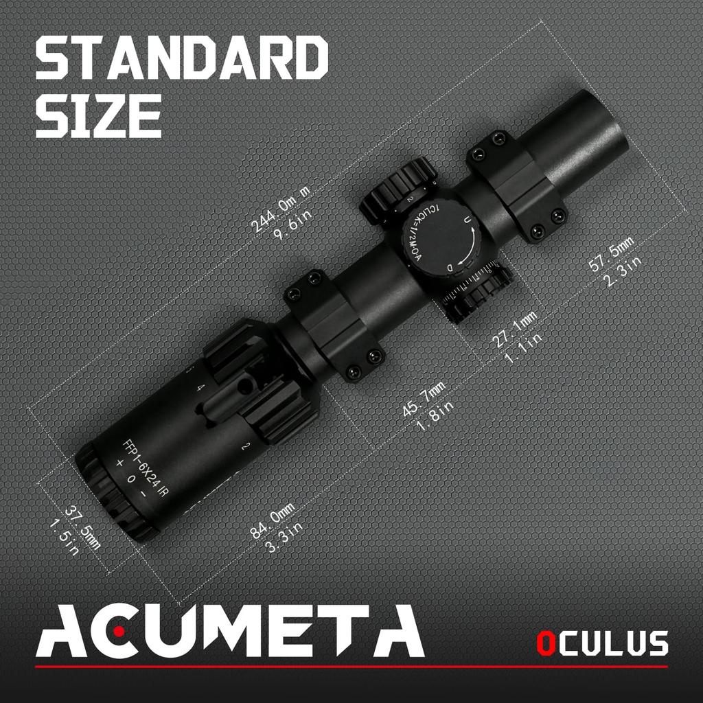 ACUMETA Oculus 1-6X24 FFP Riflescope, 30mm Tube Optic Hunting Riflescope with 20mm Rail Scope Mount