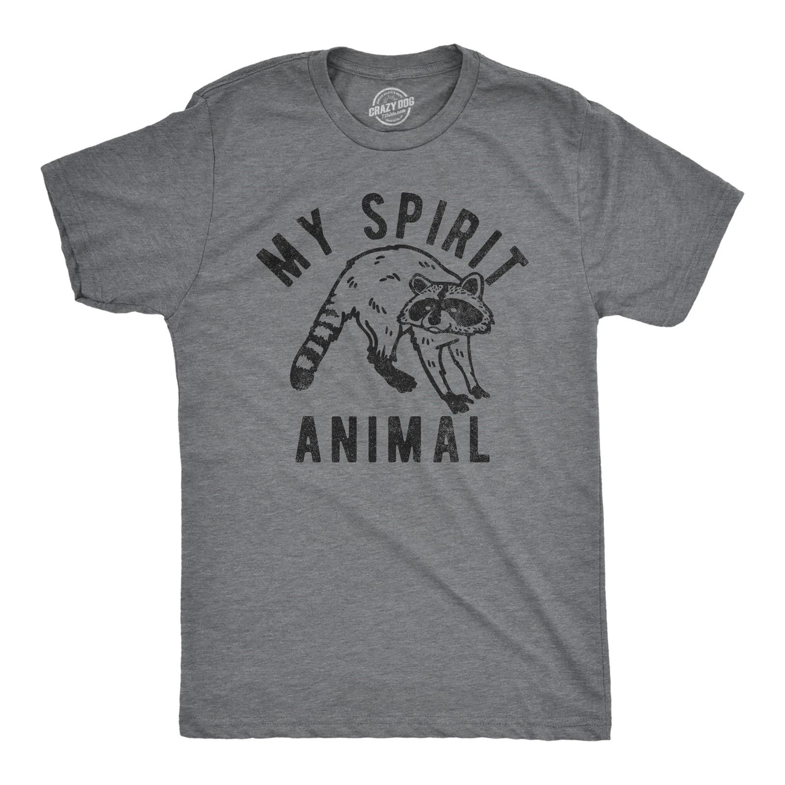 Mens My Spirit Animal Raccoon T Shirt Funny Sarcastic Joke Tee for Guys M