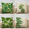 Home Decor Exotic Green Leaf Pattern Pillow Covers Pattern Cushion Cover Suitable For Sofa Bedroom Car Pillow Cover
