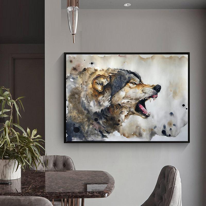 Watercolor Wildlife Canva Oil Painting Print Poster Abstract Wolf Poster Home Wall Art