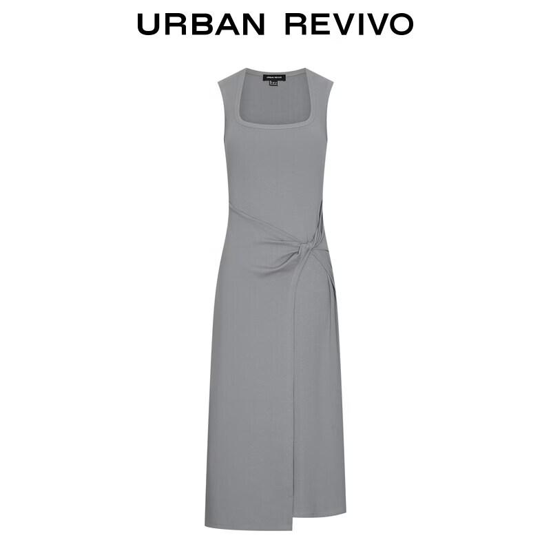 UR2026 Women's Trendy Twist Knot U-Neck Slim Fit Summer Dress