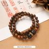 Multi-circle green sandalwood bracelet, men's and women's cultural play plate play bracelet, agate wooden Buddha beads stacked with accessories