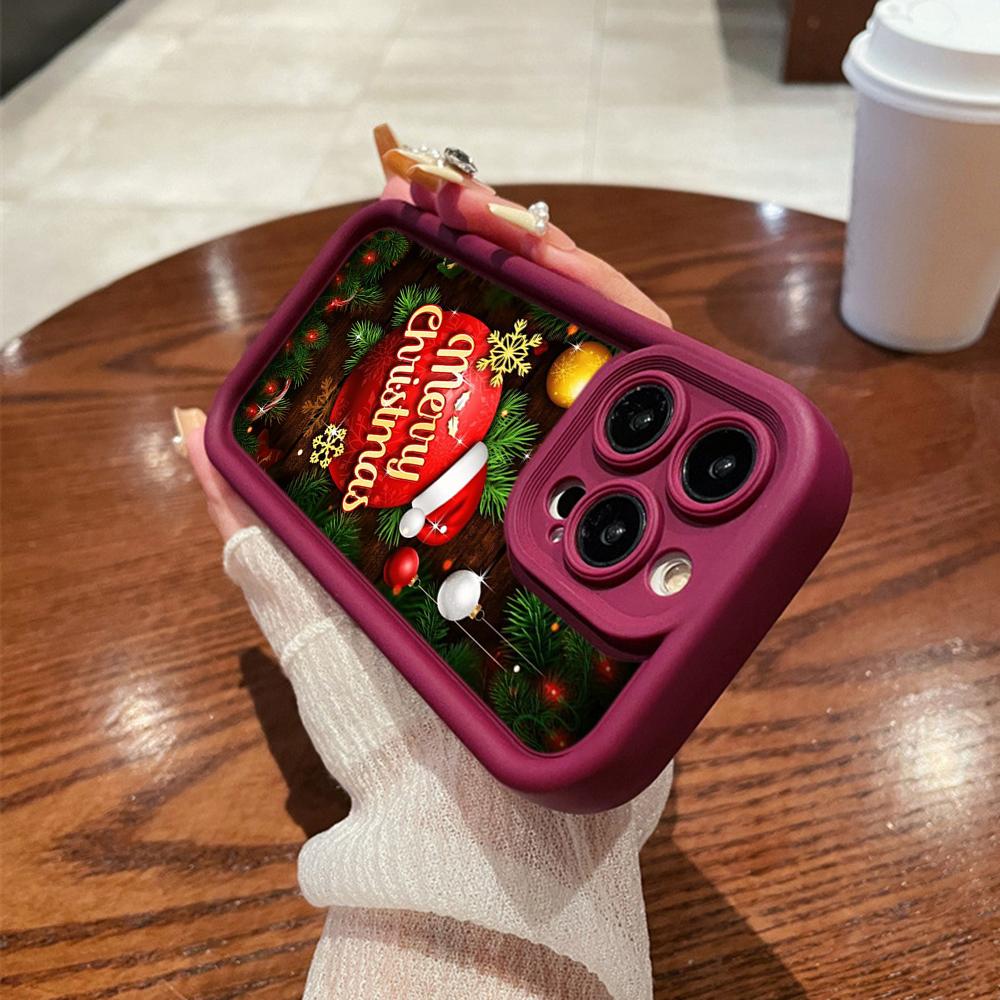 N107 Happy New Year Christmas Art Soft Angel Eyes Phone Cases for iPhone 16 15 14 13 11 Pro Max 8 7 6s Plus 12 Mini XR XS Max SE Shockproof Cover