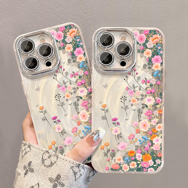 Applicable to Apple 17 feather yarn mobile phone case iphone15promax16 small fresh 14 spring flowers 13 anti-drop 12