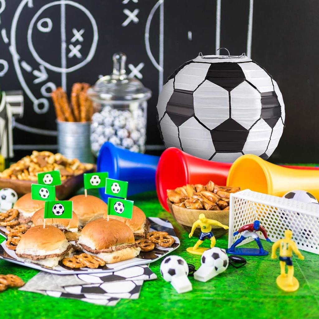 5 Pièces 20CM Lanternes en Papier Thème Football Sportif Ornement Suspendu de Cour de Football Fond pour Anniversaire d'Enfant Mariage Fête Déco