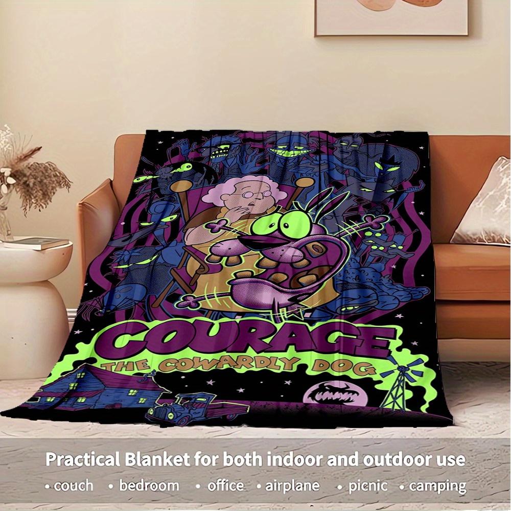 1pc Courage,Cowardly Dog,Animated SeriesDigital Print Fleece Blanket - Contemporary Style, Suitable for All Seasons, Perfect for Home, Trave