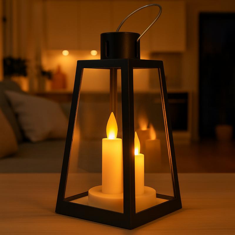 Lampion Dekoracyjny Led Z Imitacją Świec 11X22 Cm Latarnia Ozdobna