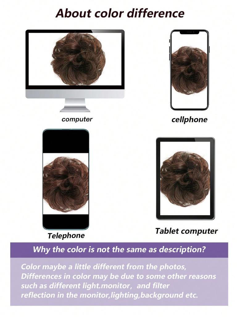 Synthetic Bun Claw Clip Light Brown 6-inch Clip On Hair Wavy Curly Bun Ponytail Extension Wig For Women