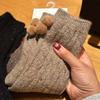 Plush Ball Mid Tube Socks Thick Warm Knit Socks Women Cute Wool Mid-Calf Socks  Girls