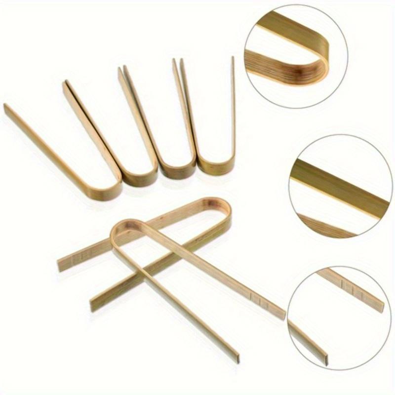 10pcs Mini Bamboo Disposable Bread Tongs Toast Tongs Disposable Cooking Tongs Food Serving Clips For Hotel/Restaurant 25g/35g/50g/65g
