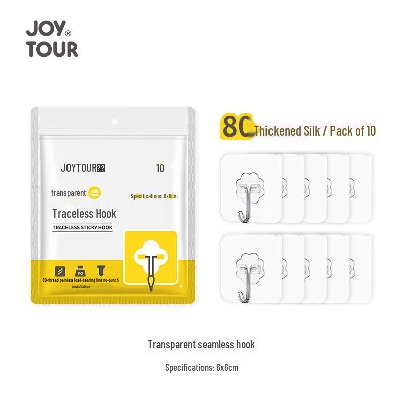 JOYTOUR Transparent Traceless Adhesive Hooks (10-Pack)