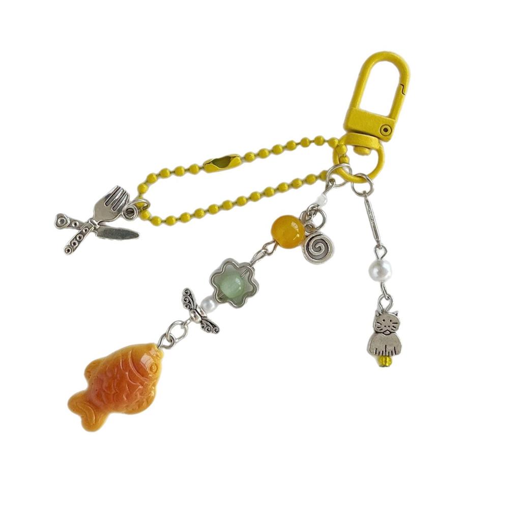Lovely Taiyaki Phone Strap Retro Japanese Y2K Style Multi Use Keychain Pendant Lightweight Gift For Friends Lovers
