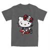 Summer Hello Kitty Tshirt High Quality Cotton Punk Rock Guitar Print Unisex Retro Casual YK Adults Kids