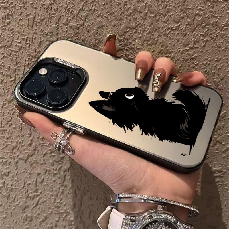 Black Cat Ink Painting Phone Case For  Redmi Note 13 12 Pro Plus 4G 5G 11 10 Pro 10S 11S 12S 13C Plating Matte Hard Cover