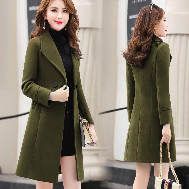 New Spring and Autumn Woolen Coat Female Long Large Size Thick Women Woolen Jacket Slim Lady Clothing Women's Coats