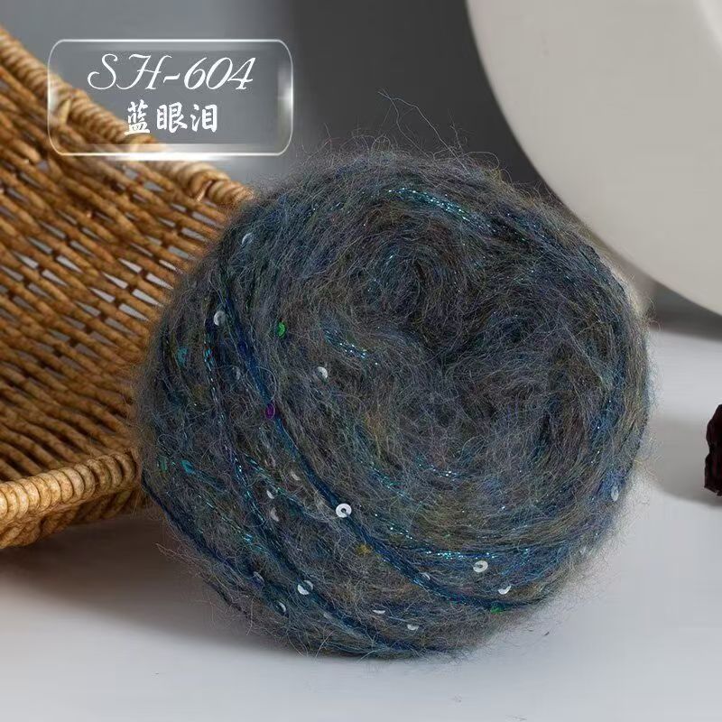 50g Big Sequins, Mohair Wool, Super Soft Yarn, Hat, Sweater, Scarf, Hand Woven DIY Shawl, Wand, Needle DIY Knitting&Crocheting