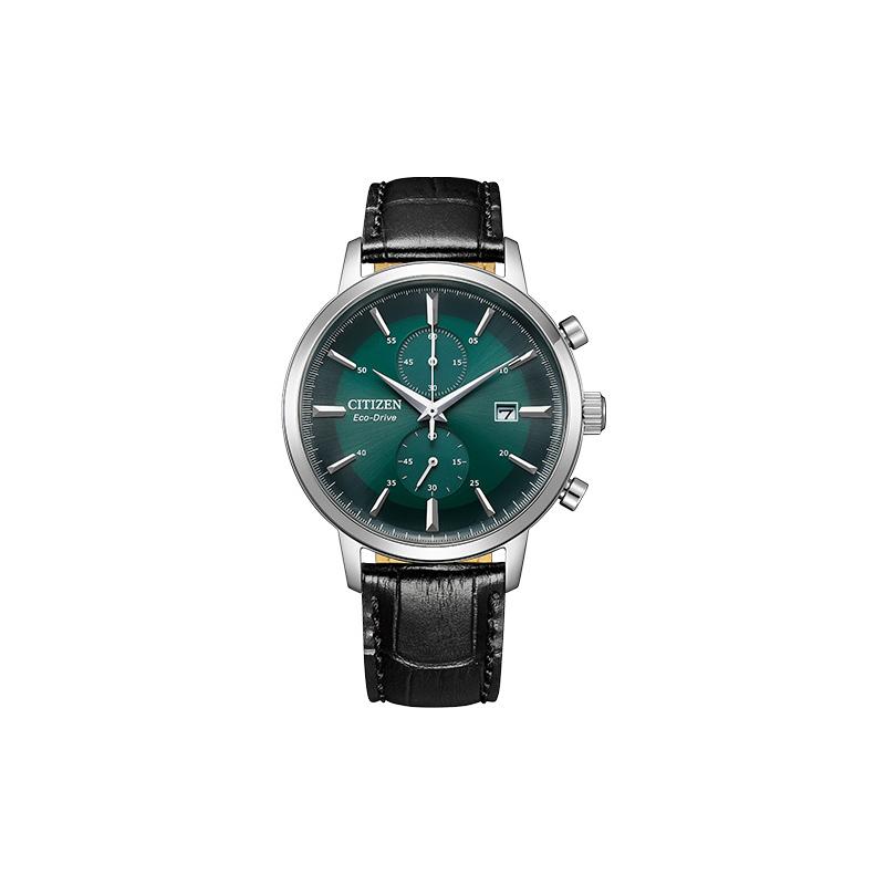 CITIZEN Eco-Drive Series Casual Business Simple Style Three Eyes Dial Calendar Display Waterproof Solar Quartz Cowhide Strap Men s Watch Gr CA7069-24X синий