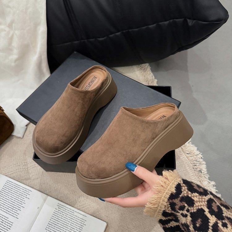 Thick-soled Birkenstock bag head half slippers women's outer wear 2025 spring and autumn new lazy one-pedal Birkenstock shoes half tray