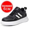 New Men's Casual Shoes Leather Simple Black White Sneakers Fashion Breathable Sneakers 4/6/8cm Invisible Height Increasing Shoes