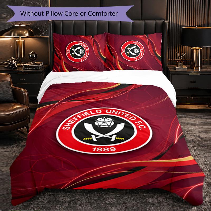 Sheffield United Fotbalový 3dílný povlak na peřinu a polštářky Měkká sada povlaků na peřinu s povlaky na polštáře Tištěná sada dekorace do ložnice pro domov