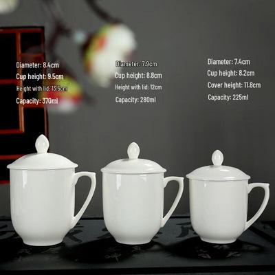Cha Xun Pure White Ceramic Teacup with Lid