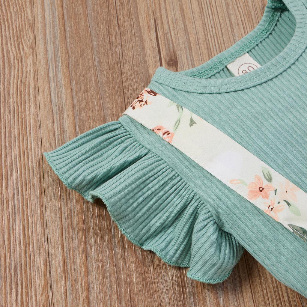 Neugeborenen  Blumige Sommer-Outfits Geripptes T-Shirt und Shorts Stirnband