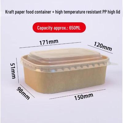 Contenant alimentaire jetable en papier kraft HANDUNYOU avec couvercle en PP