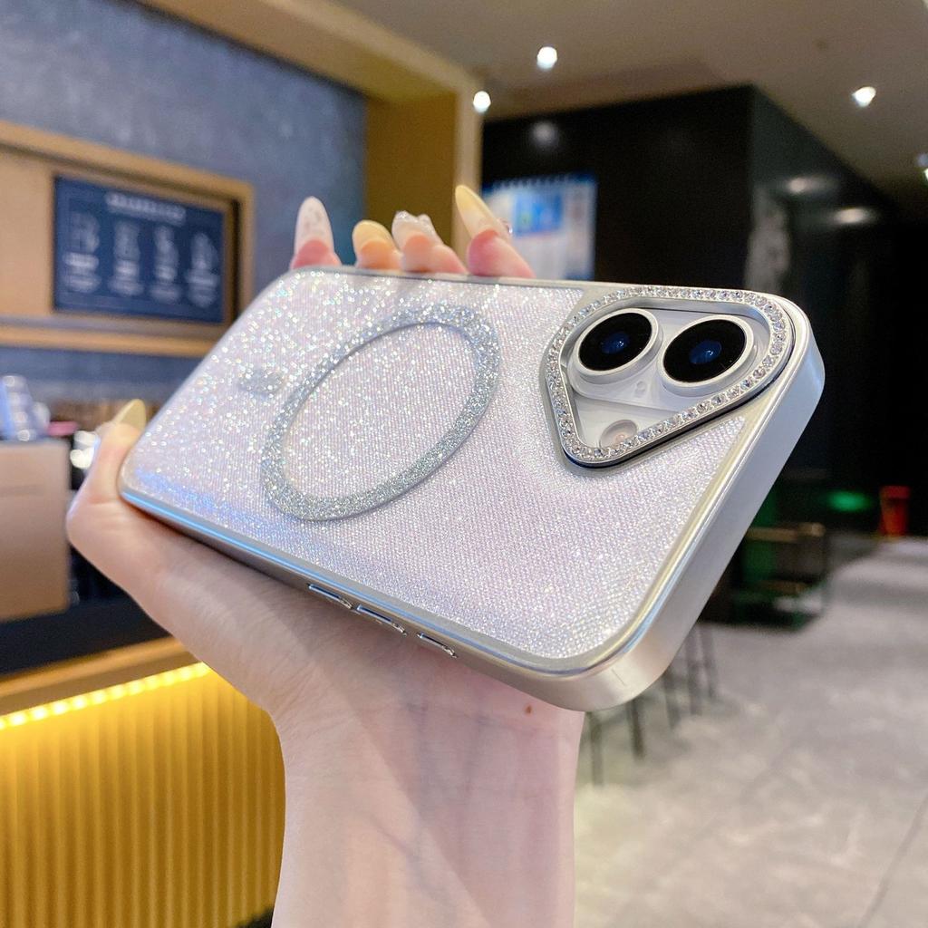 Applicable To IPhone16proMax Starry Sky Flash Powder Magnetic Phone Case Apple 15 Advanced Sense 14 Anti Fall Protection Case