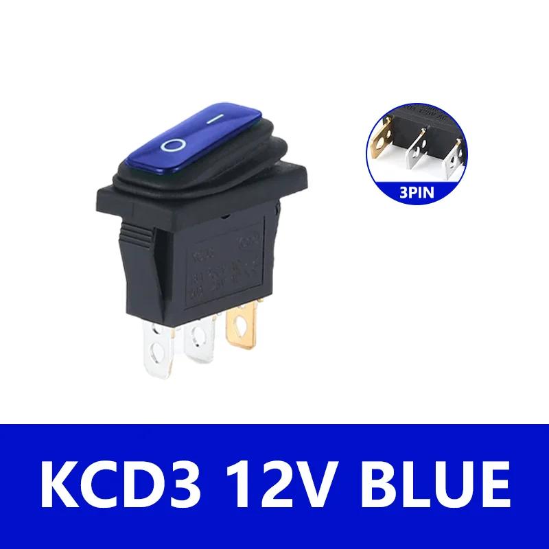 5/20/100PCS 12VLED Light IP67 KCD3 3 Pin  20A On/Off Rectangular Ship Type Long Rocker Switch Waterproof Car Dashboard