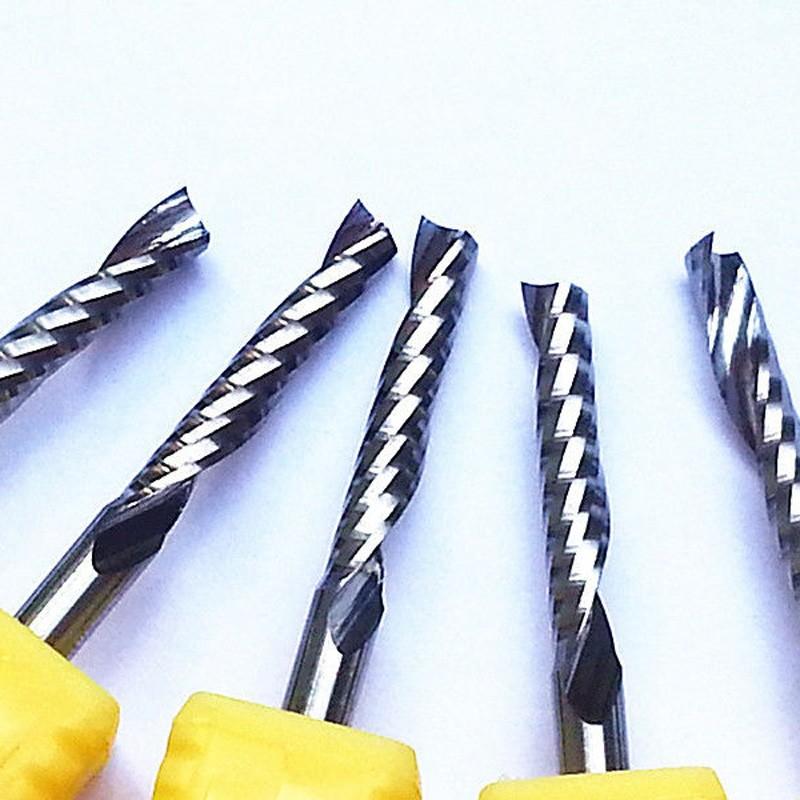 

Single Flute Spiral CNC Router Bits For Aluminium 17mm 3.175 Cut Parts Replace
