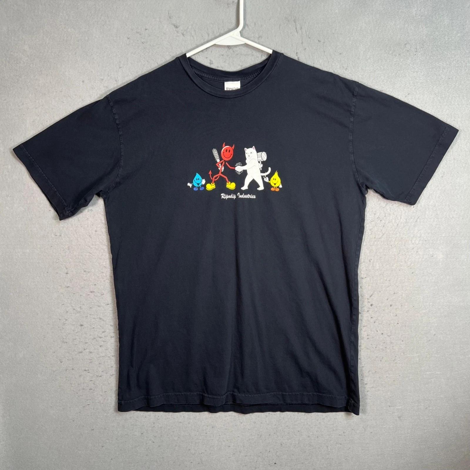 Ripndip x World Industries Black Graphic T Shirt Mens Size XL 100% Cotton L