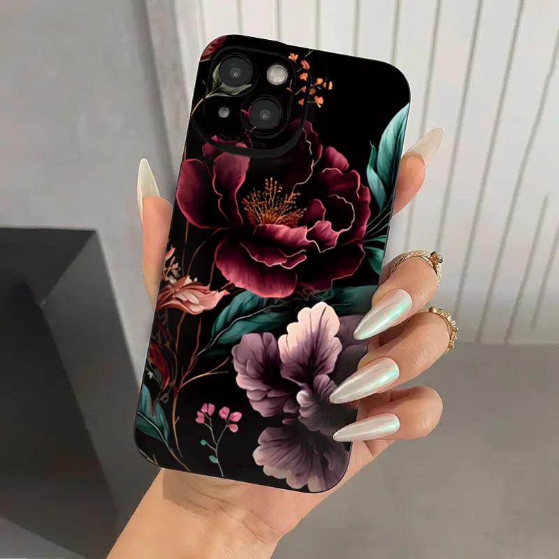 

Vintage Floral Pattern Soft TPU Protective Phone Case for iPhone 17 16 Pro Max 15 14 13 12 11 7 8 16 Plus 16E 17 Air Cases Cover For iPhone 16 Plus