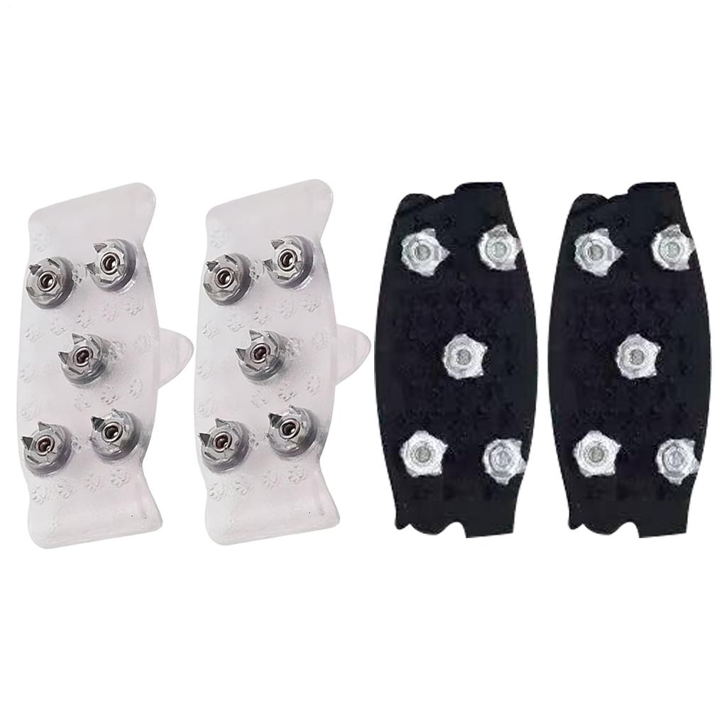 Shoes Ice Cleats With 5 Steel Studs Ice Snow Spikes Anti-slip Outdoor Climbing Boots Ice Snow Grips Crampons Gripper white/black