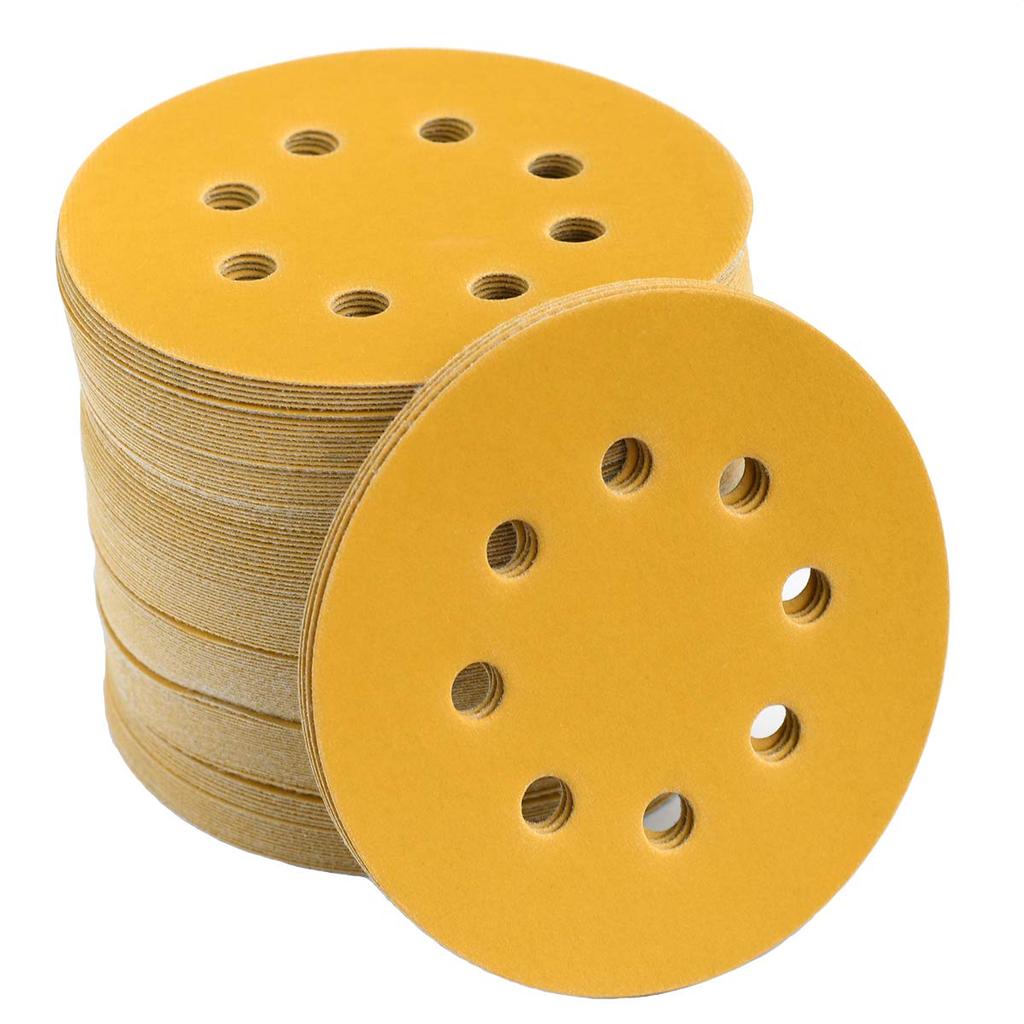 100PCS 5-Inch 8-Hole Hook and Loop Sanding Discs 120-Grit Random Orbit Sandpaper, 100-Pack