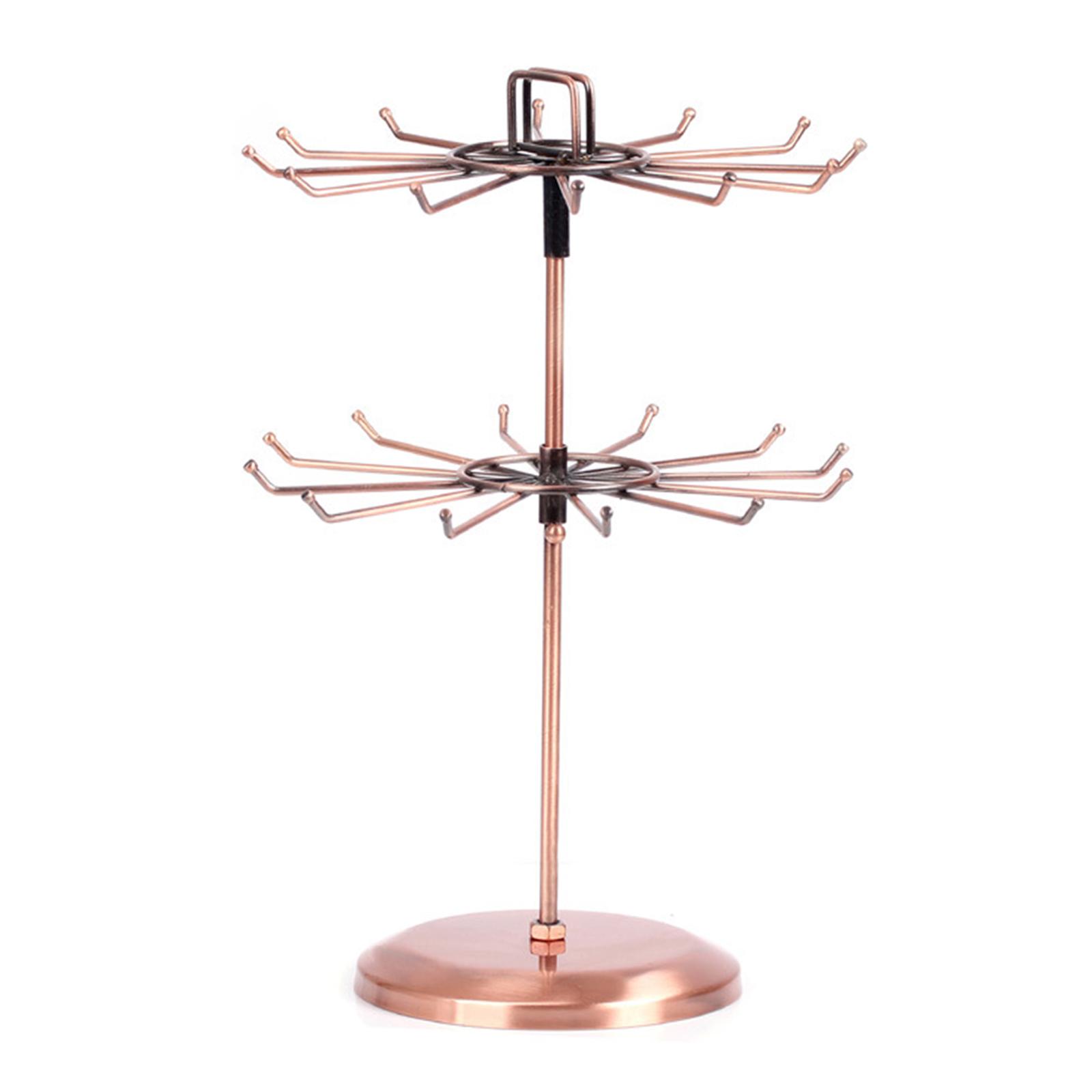 

Вращающаяся на 360 градусов стойка для украшений, двухслойный металлический органайзер для ожерелий и браслетов, многофункциональная подставка для аксессуаров разноцветный