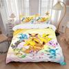 3pcs Pokemon Pikachu Eevee Eevolove Printed Quilt Set - Soft and Comfortable Quilt Cover for Bedroom, Guest Room and Dormitory Decorative Bedding Set