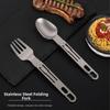 Stainless Steel Portable Cutleries Set Reusable Folding Tablewares Camping Utensils  Hiking