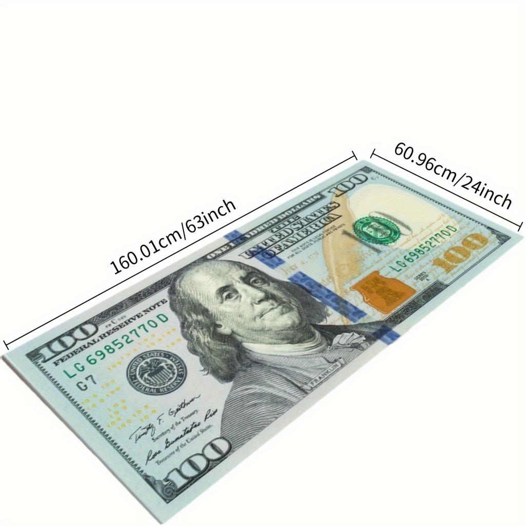 24"x63" Currency Print Non-Slip Runner Rug - Machine Washable Rubberback Hallway Mat, Modern Geometric Floor Carpet for Kitchen/Bedroom/Entryway