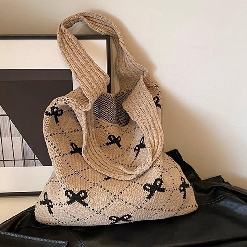 Leisure Shoulder Bag Retro Knitted Shoulder Bag Tote Large Capacity Shopping Bag