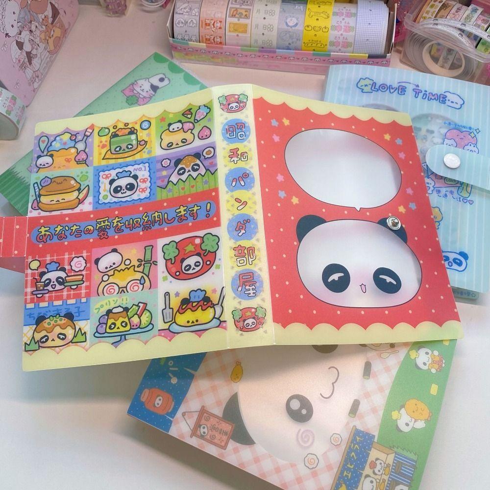 Panda Theme Stickers Binder Vintage Showa Style Sticker Storage Book A6 Storage Binder Diy Crafts