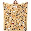 Cute Corgi Blanket Puppy Pattern Blanket Soft Flannel Blanket for Children Adult Gift Blanket