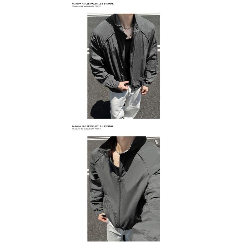 Mens American High Street Thin Breathable Upf50 Sunscreen Deconstructed Splicing Open Front Jacket