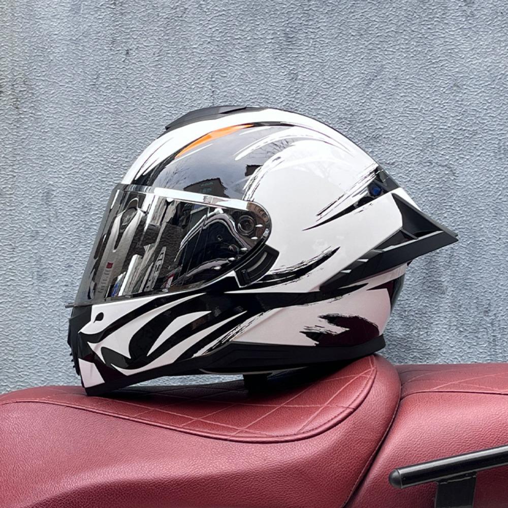 DOT Full Helmet Double Mirror Helmet Men's Four-season Universal Hard Hat Female Knight Locomotive Double Lens