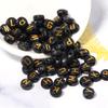 100pcs Black Color Acrylic Letter Beads A-Z Round Flat Alphabet Spacer Bead for Jewelry Making DIY Bracelet Necklace Charms