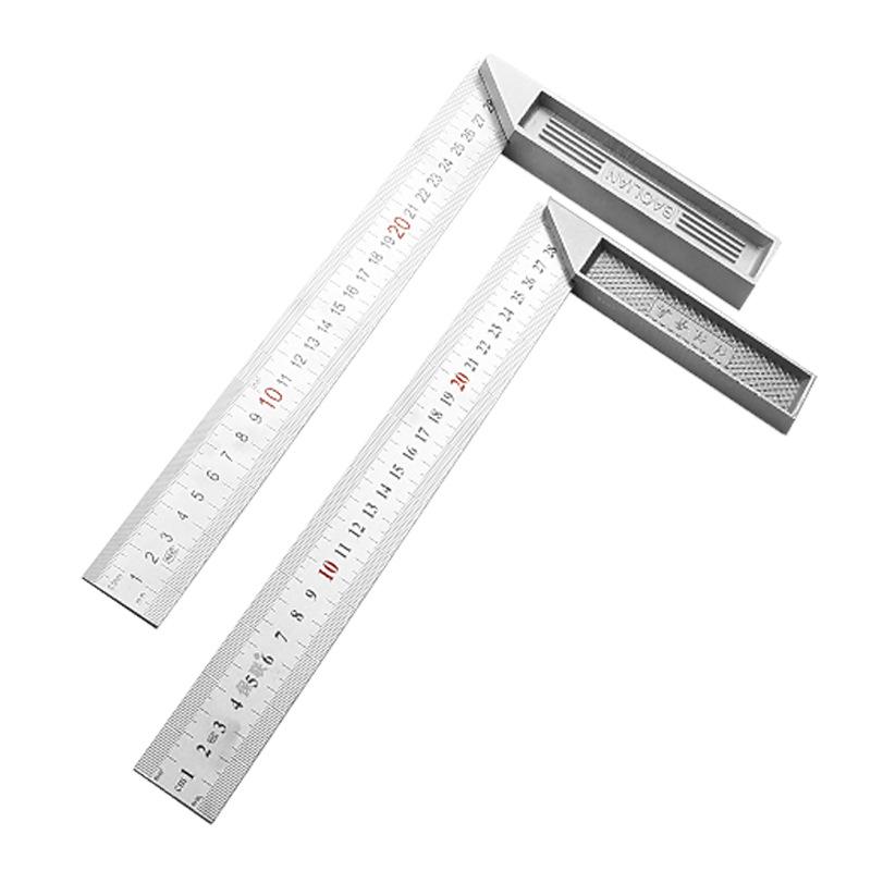 High-Quality Stainless Steel Multi-Functional L-Square Ruler, 300mm & 500mm, for Woodworking and Angled Measurements.