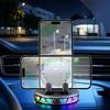 Car Phone Mount Wireless Charging with RGB Ambient Light 15W Dashboard Holder Magnetic Charger Stand Vacuum Suction Cellphone Accessories