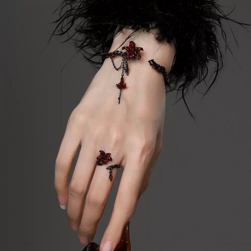 Mandala Çiçeği Püsküllü Kolye Küpe Yüzük Bilezik Punk Goth Kolye Y2K Tatlı Havalı Tarz Baharatlı Kız Takı Hediyesi