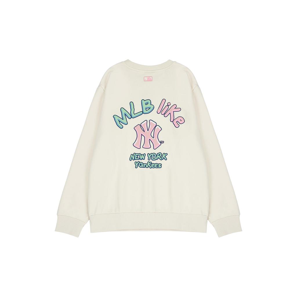 MLB New York Yankees, Round Neck Fleece Loose Fit Hoodie Sweatshirt Winter Unisex Cream 3AMTL5116-50CRS